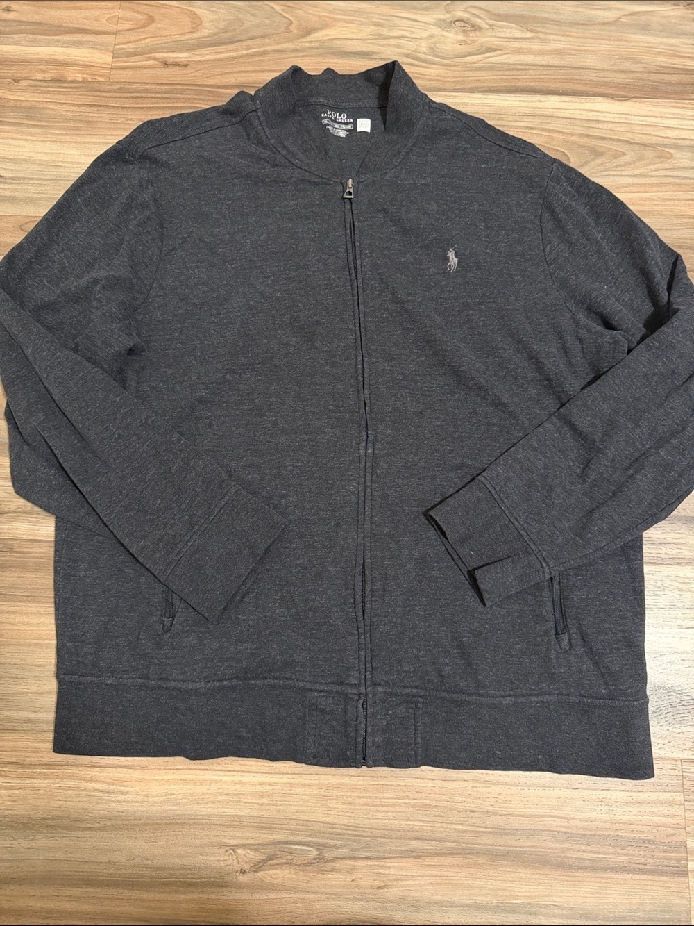 Polo Ralph Lauren Mens Jacket Luxury Jersey Baseball Sz. 2XL Full Zip Charcoal